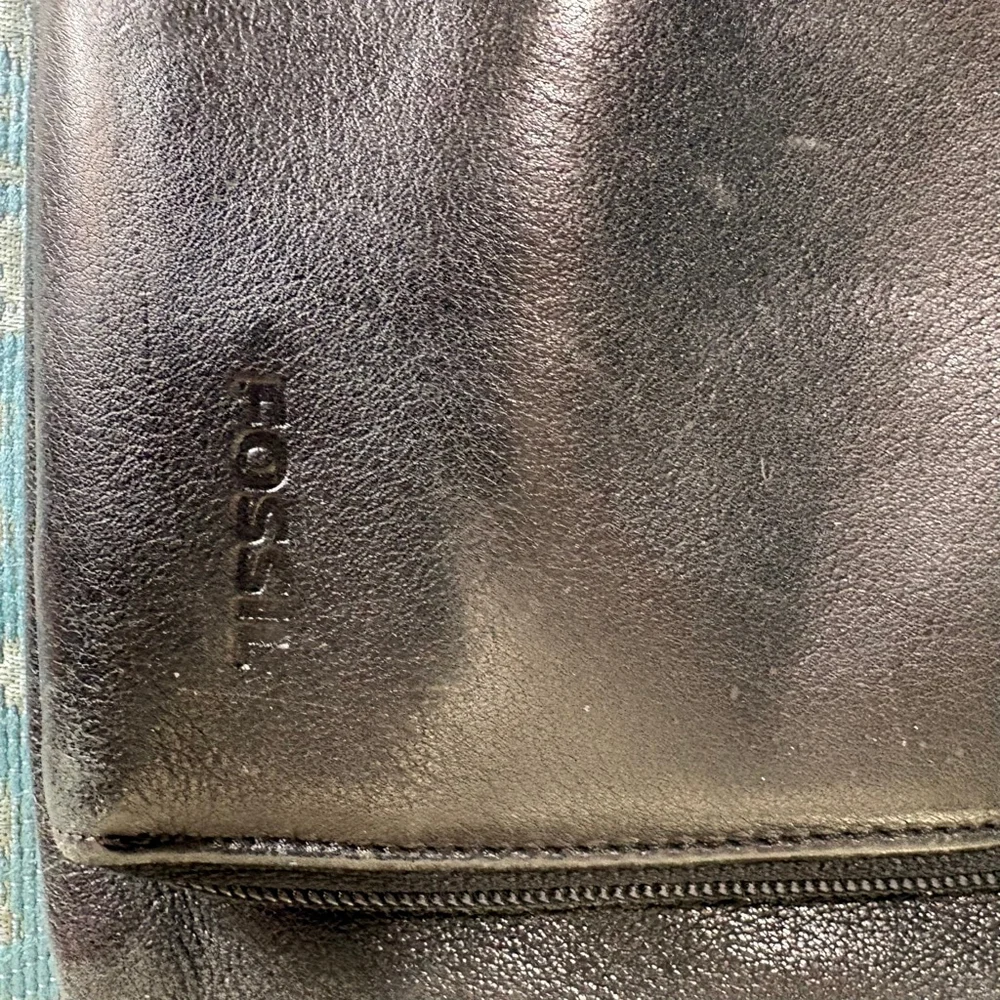 VTG Fossil Black Leather Crossbody Bag One Size